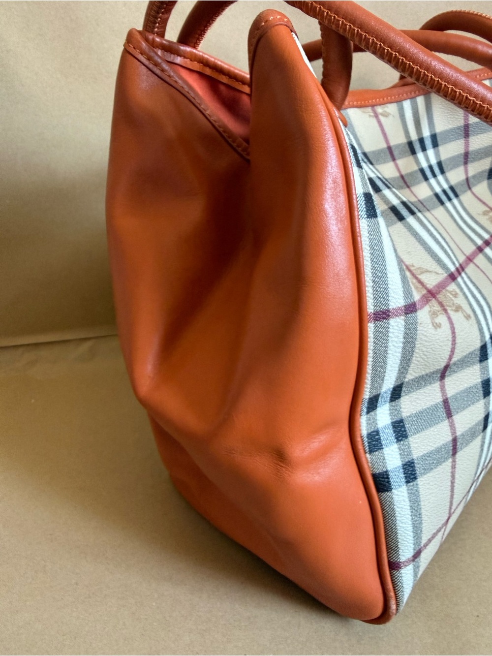 Burberry Orange Haymarket Check Coated Canvas - Picture 2 of 16